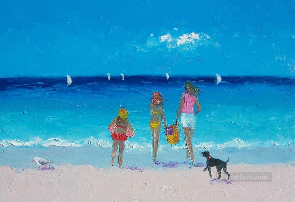 Sun drenched days beach Child impressionism Oil Paintings